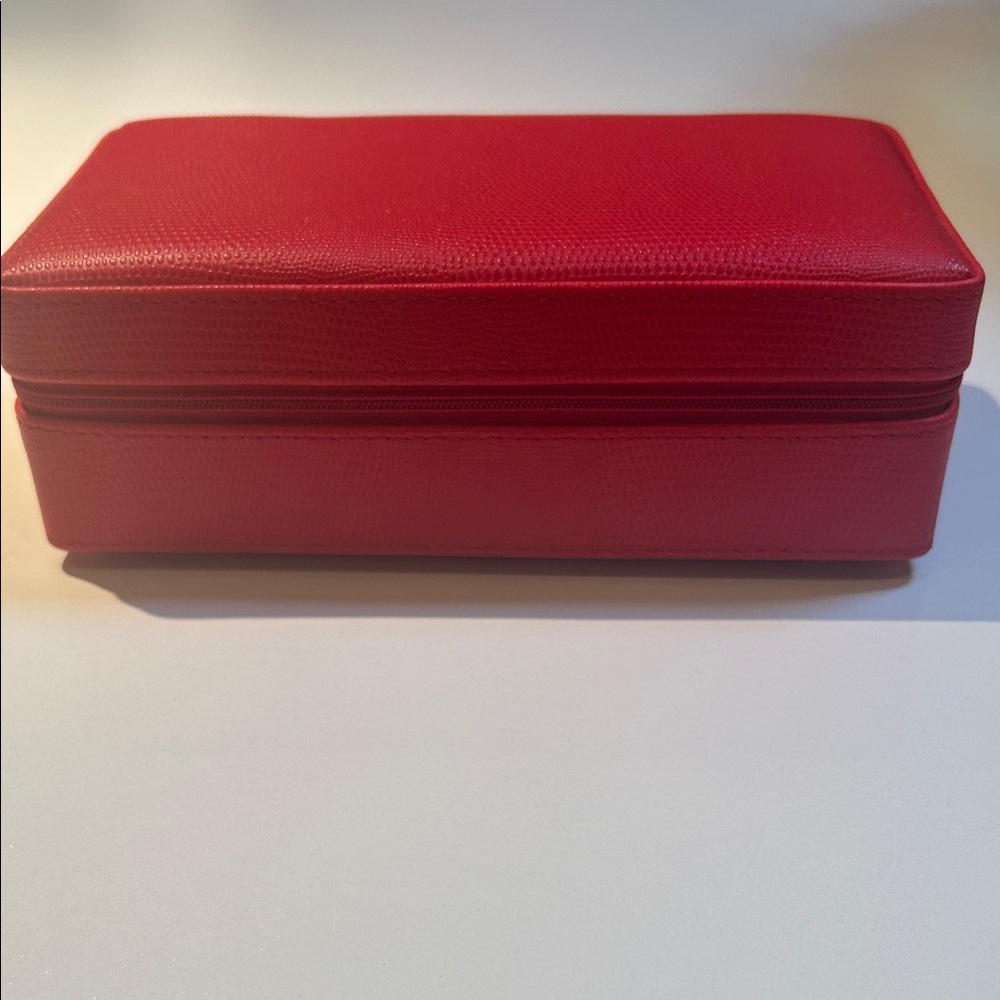 Red Leather Jewelry or Accessory Travel Case